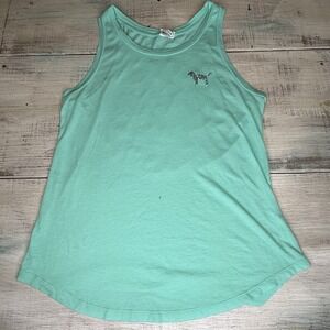 PINK Victoria's Secret Y2K Teal Sequin Bling Tank Top Size Small LOVE PINK